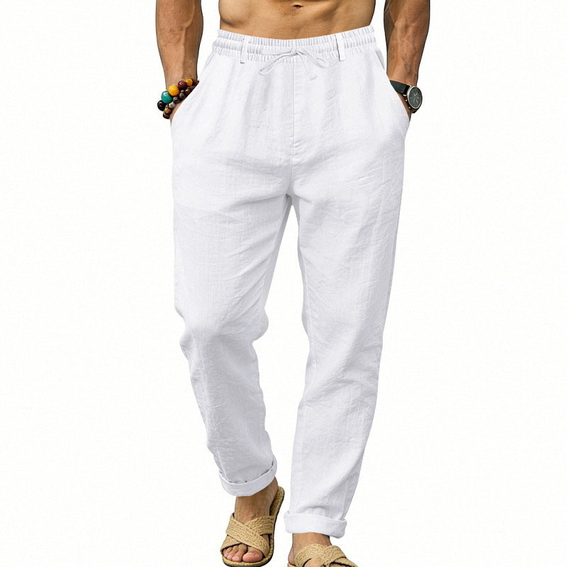 Herren nan luftige Leinen-Relaxhose mit elastischem Komfortbund und geradem Bein Echo Archiv
