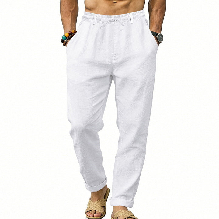 Herren nan luftige Leinen-Relaxhose mit elastischem Komfortbund und geradem Bein Echo Archiv