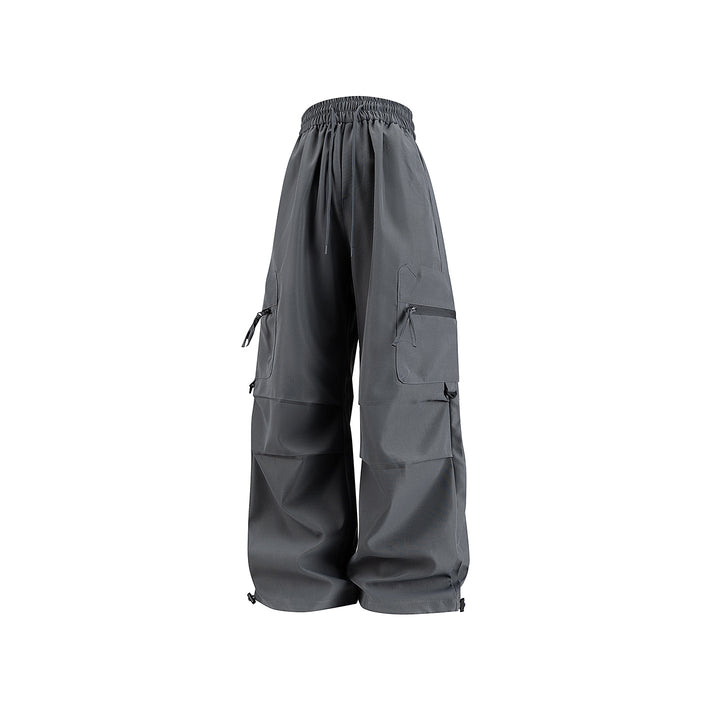 Damen Weite Cargo‑Schlaghose mit hohem Elastbund, Multitaschen und verstellbarem Saum Echo Archiv