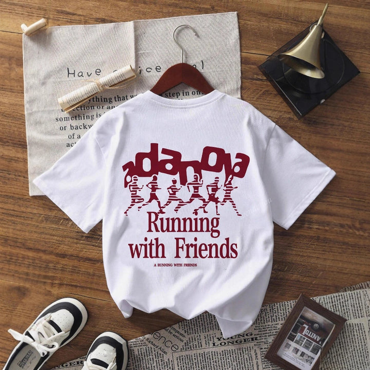 Damen Oversized T-Shirt mit kreativem Schriftzug und lässigem Schnitt Echo Archiv