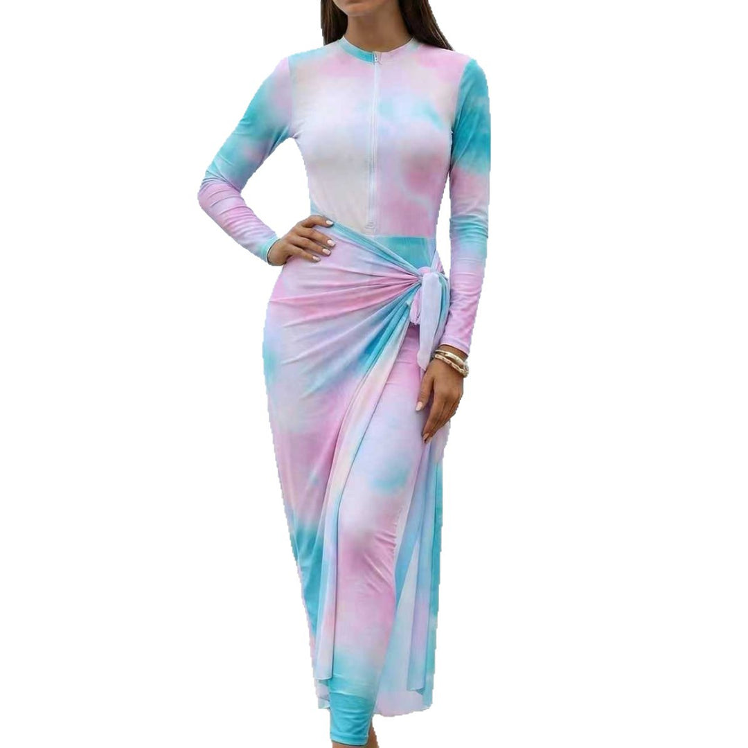 Damen Eleganter Surfanzug mit Reißverschluss und Wickeldetail Echo Archiv