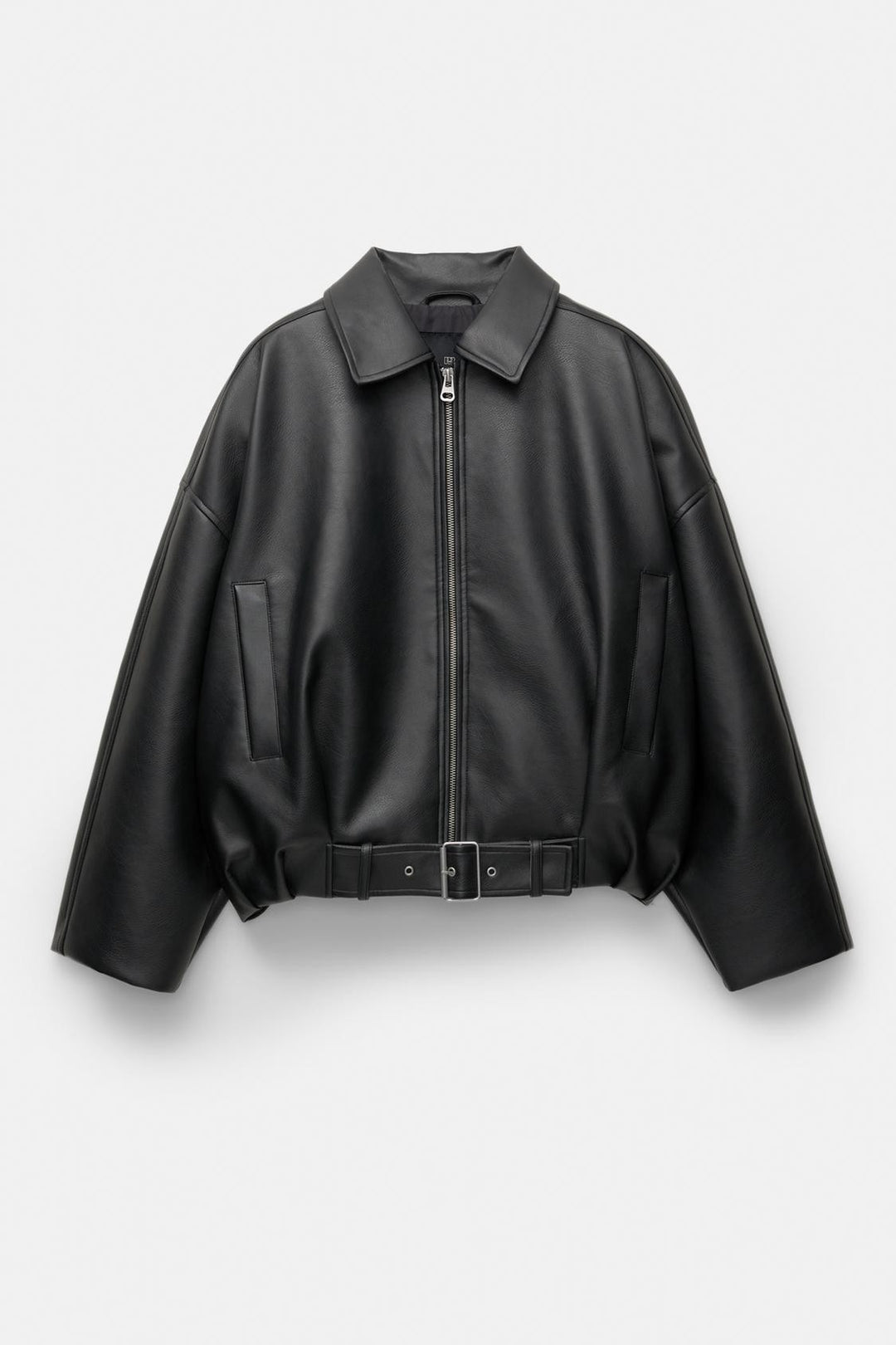 Damen Oversized Lederimitat-Blouson mit Taillengürtel Echo Archiv