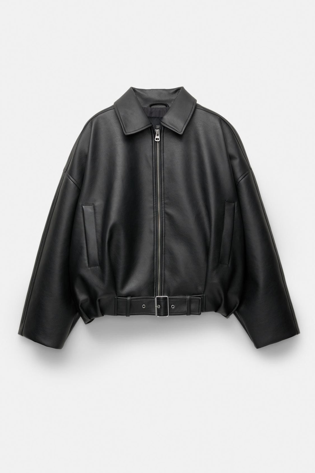 Damen Oversized Lederimitat-Blouson mit Taillengürtel Echo Archiv