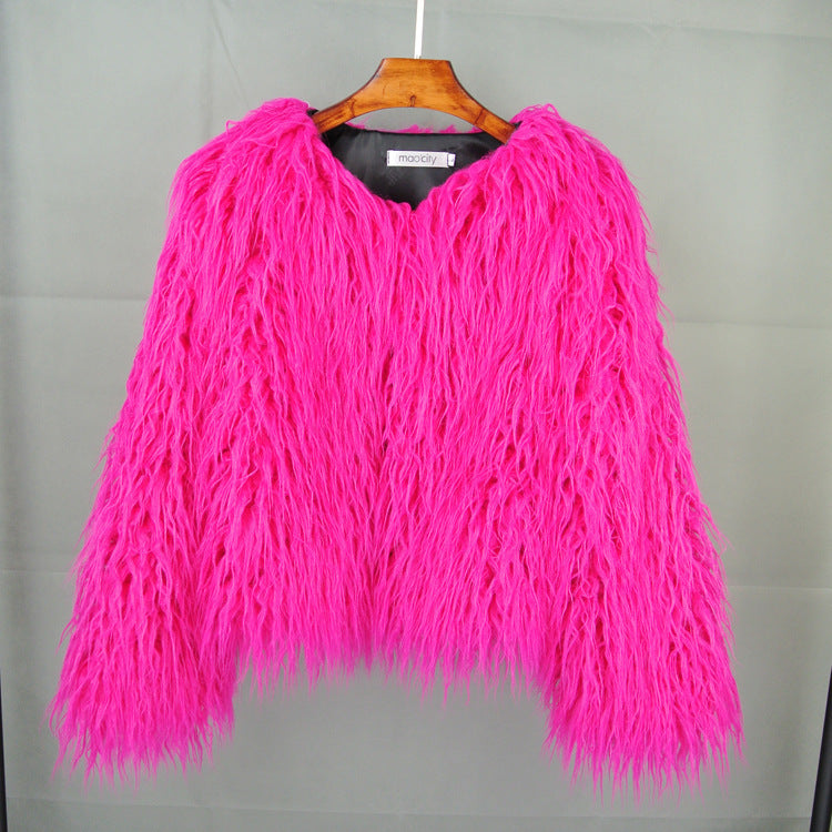 Damen Flauschige Kunstfelljacke mit lockerer Passform und voluminösem Design Echoarchiv