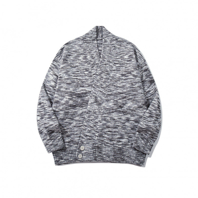Unisex Boxy-Strickcardigan mit asymmetrischer Knopfleiste und breit geripptem Saum Echo Archiv