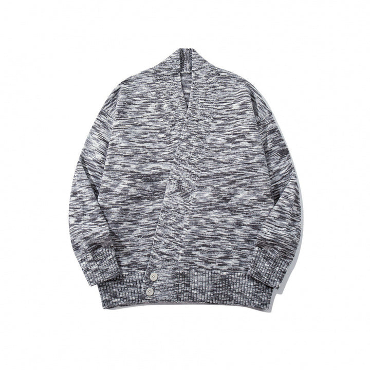 Unisex Boxy-Strickcardigan mit asymmetrischer Knopfleiste und breit geripptem Saum Echo Archiv