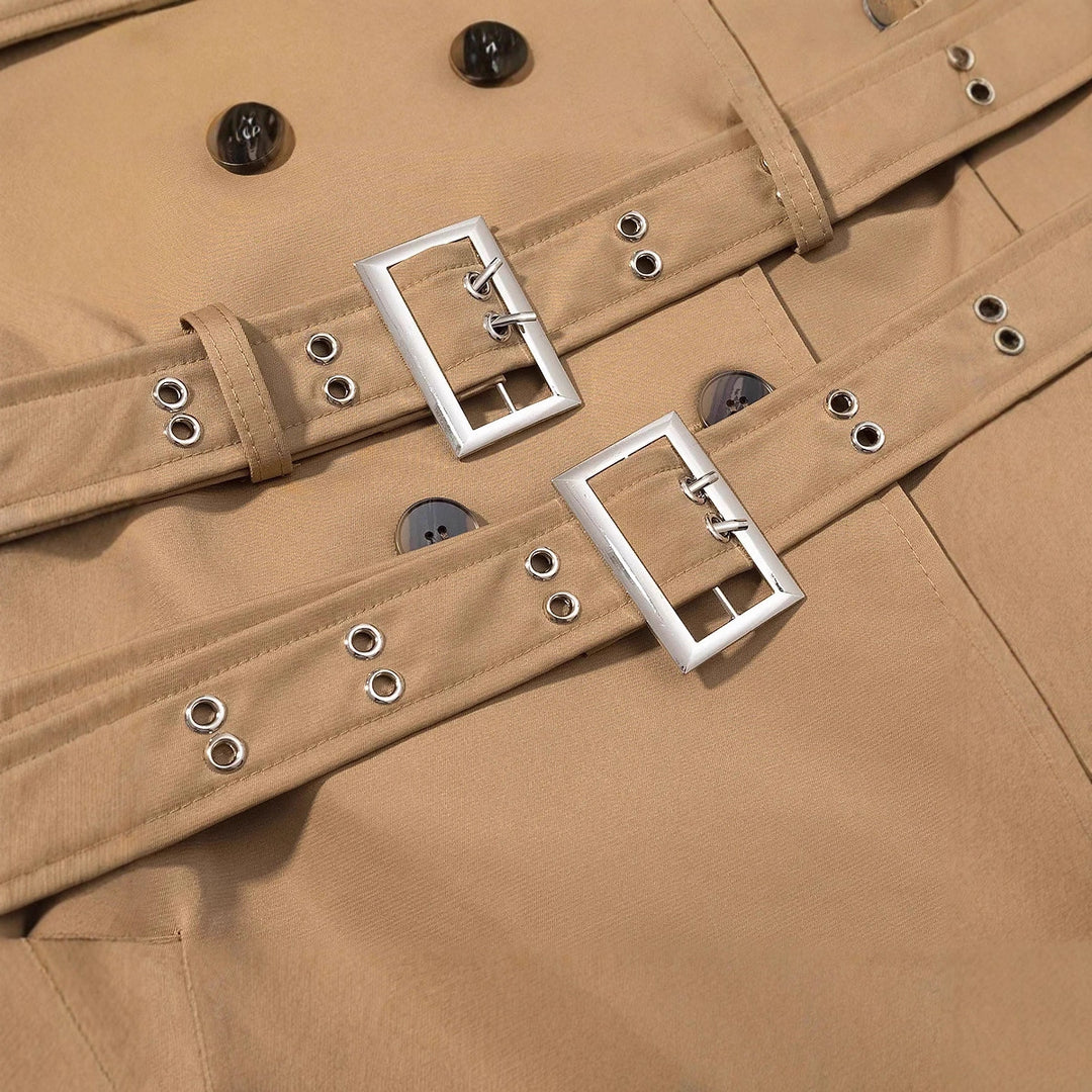 Damen nan langer taillierter Trenchcoat mit doppeltem Gürtel und Schalkragen Echo Archiv