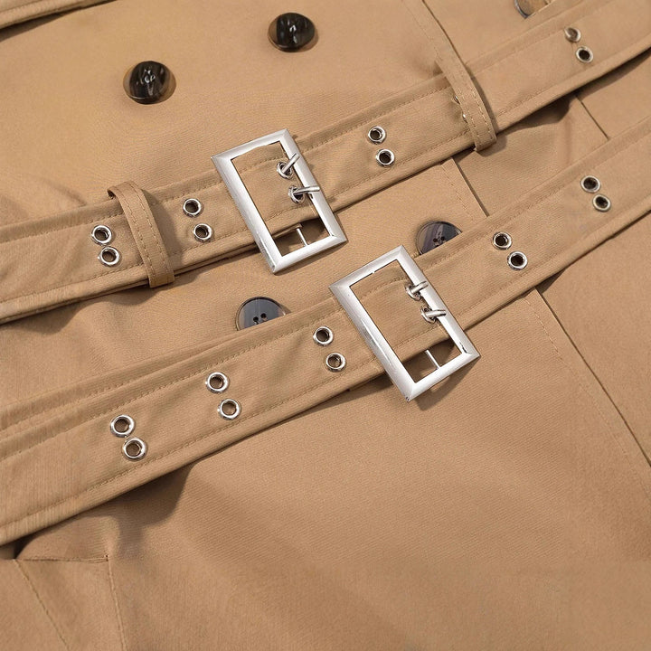Damen nan langer taillierter Trenchcoat mit doppeltem Gürtel und Schalkragen Echo Archiv