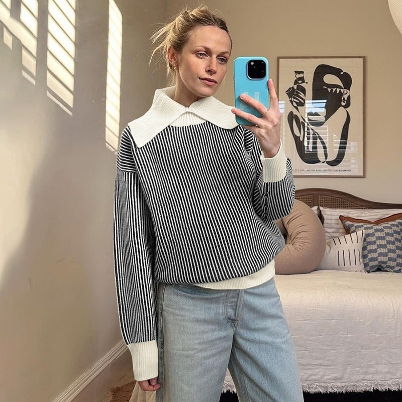 Damen Oversized Pullover mit Kragen Echo Archiv