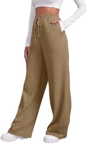 Damen weite High‑Waist Palazzo-Loungehose mit elastischem Komfortbund, Kordelzug und seitlichen Eingrifftaschen – Avélisse