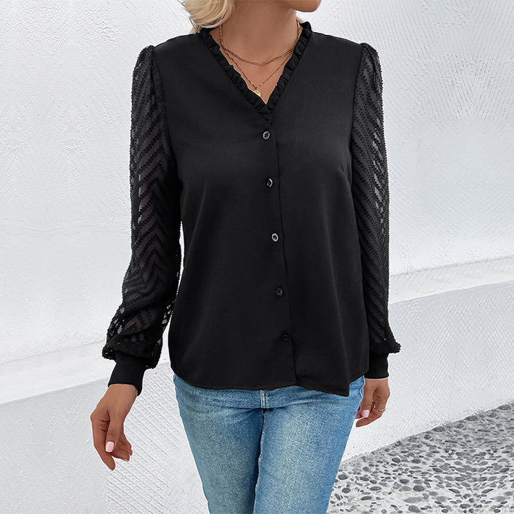 Damen Elegante V-Ausschnitt-Bluse Echoarchiv
