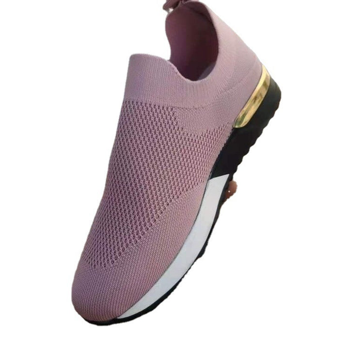 Damen Strick‑Sock‑Sneaker mit elastischem Einstieg, profilierter Plateausohle und Metallic‑Fersendetail Echo Archiv