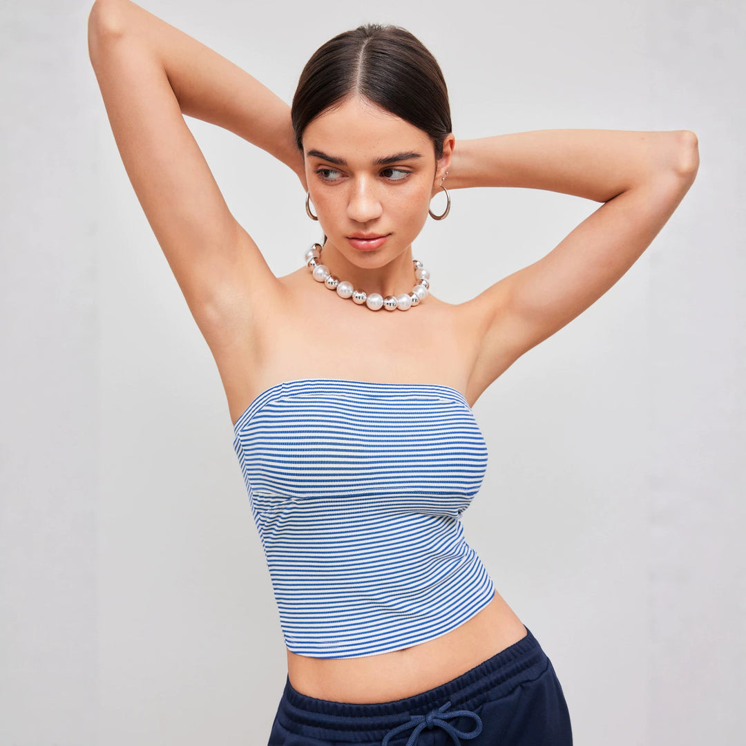 Damen Bandeau-Top mit feinen Streifen Echo Archiv