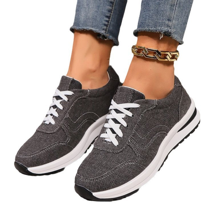 Damen leichte Sneaker im Jeanslook mit gepolstertem Komfortfußbett, stoßdämpfender EVA-Zwischensohle und profiliertem Laufsohlen-Design Echo Archiv