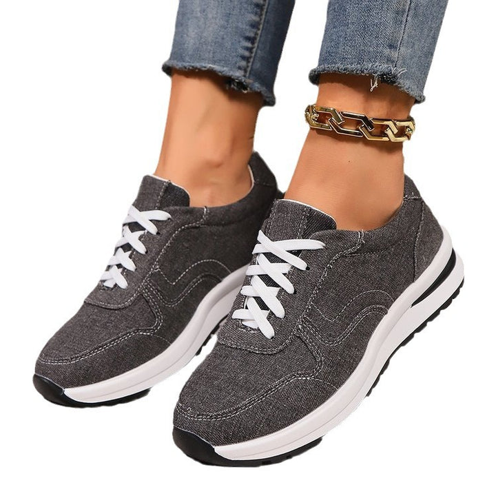 Damen leichte Sneaker im Jeanslook mit gepolstertem Komfortfußbett, stoßdämpfender EVA-Zwischensohle und profiliertem Laufsohlen-Design Echo Archiv