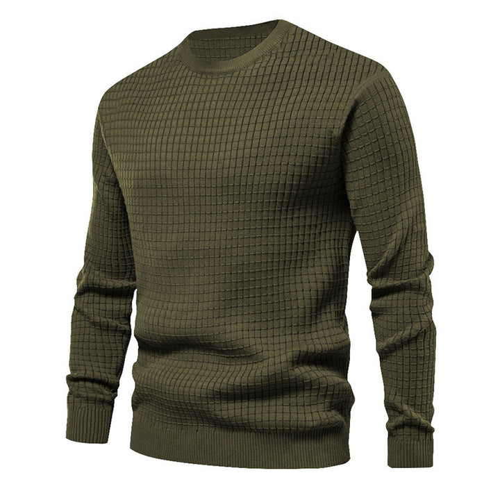 Herren hochwertiger Strickpullover mit strukturiertem Design und klassischem Rundhalsausschnitt Echoarchiv