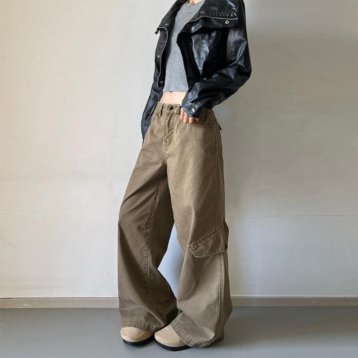 Damen Oversized Cargopalazzo-Hose aus Baumwoll-Twill mit seitlicher Klappentasche Echo Archiv