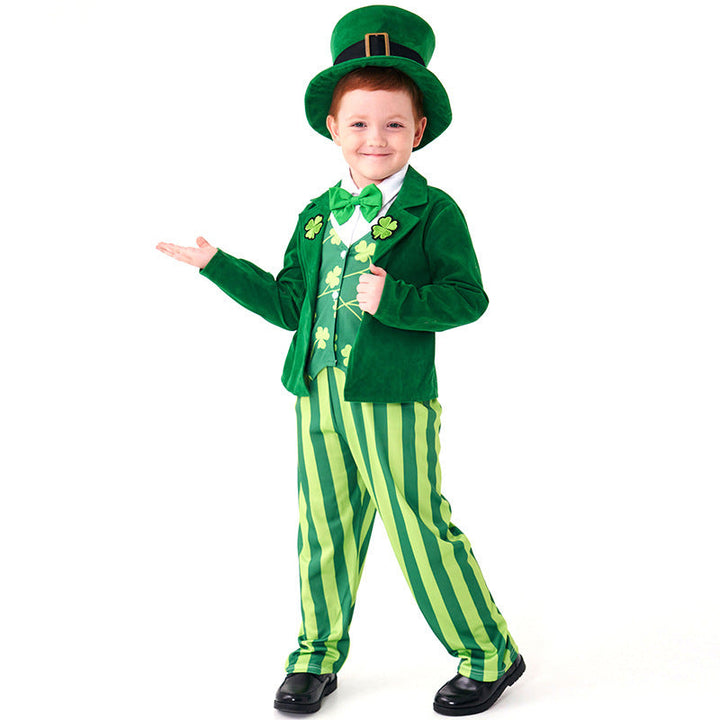Herren-Kostüm als irischer Leprechaun mit Hut und detaillierten Akzenten Echo Archiv