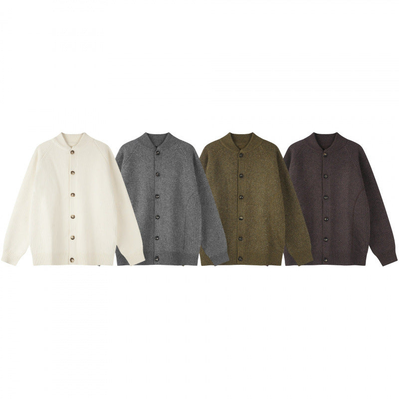 Herren Relaxter Grobstrick-Cardigan mit Raglanärmeln und Rippenabschlüssen Echo Archiv
