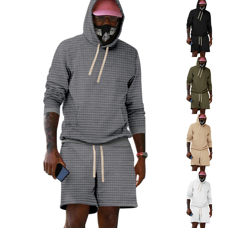 Herren Sportiv gestepptes Hoodie- und Shorts-Set Echoarchiv