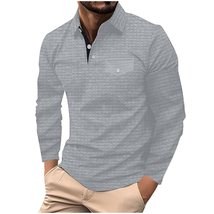 Herren Langarmshirt mit strukturiertem Design und praktischer Brusttasche Echoarchiv