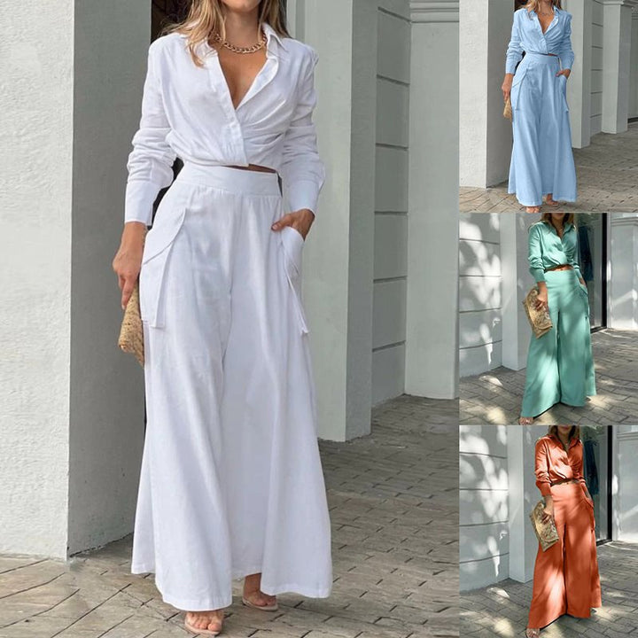Damen Weite Palazzo-Hose mit extra weitem Bein, hoher Taille und Eingrifftaschen Echo Archiv