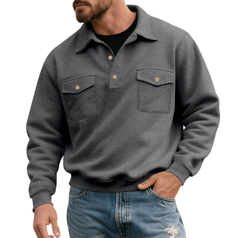 Herren komfortabler Pullover mit praktischen Brusttaschen Echoarchiv