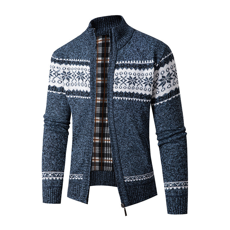 Herren Strickjacke mit hohem Kragen und modernem Zipper Echoarchiv