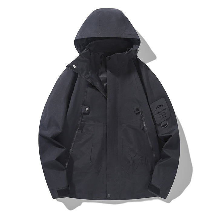 Herren Technische Kapuzen-Utility-Jacke mit verdeckter Frontblende, Reißverschluss-Taschen und Ärmeltasche Echo Archiv
