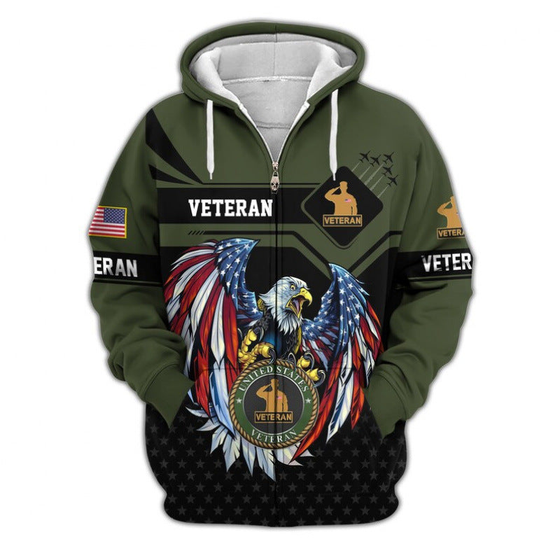 Herren Kapuzensweater mit amerikanischem Veteranenmotiv Echoarchiv
