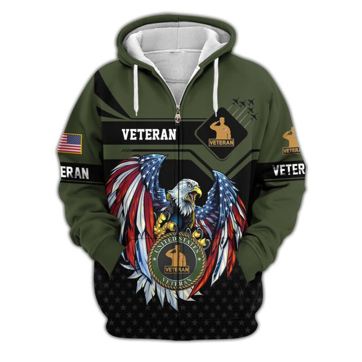 Herren Kapuzensweater mit amerikanischem Veteranenmotiv Echoarchiv