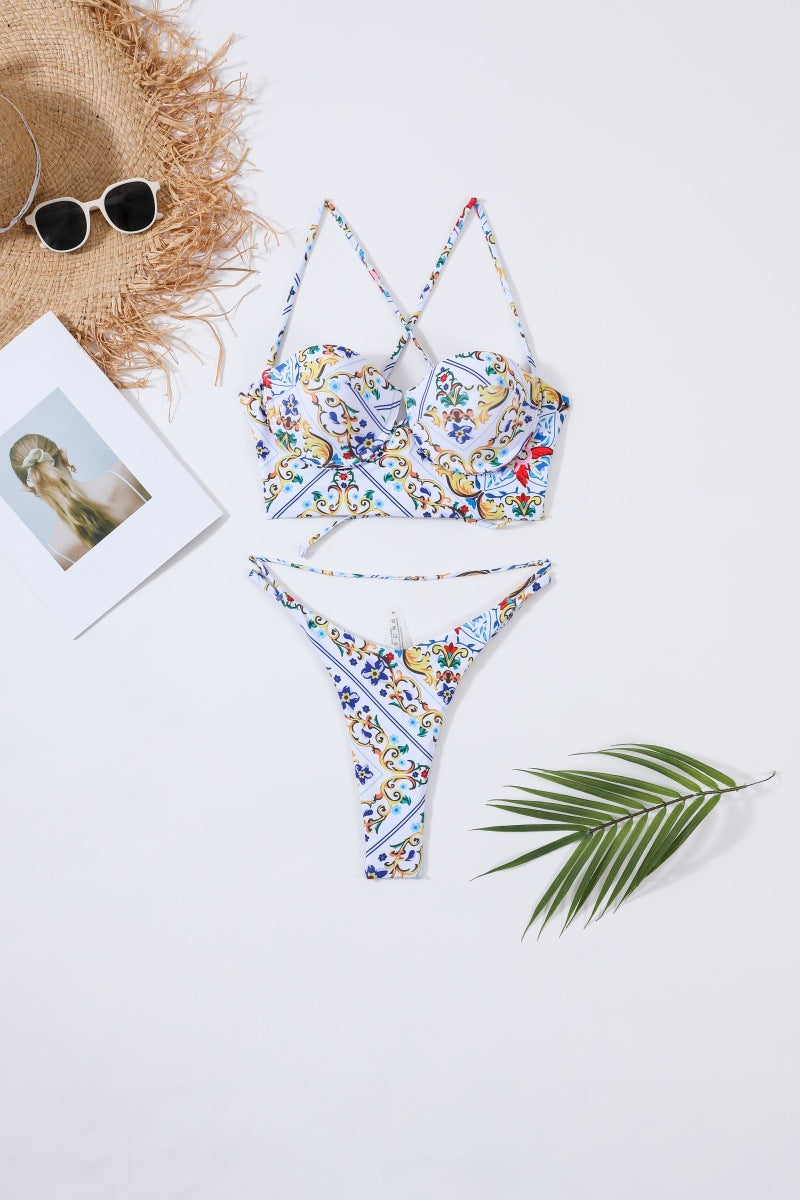 Damen Bügel-Bikini-Set mit floralen Akzenten Echo Archiv