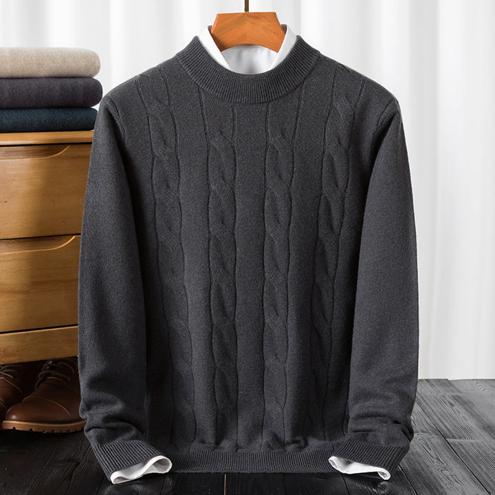 Herren eleganter Strickpullover mit strukturiertem Zopfmuster Echoarchiv