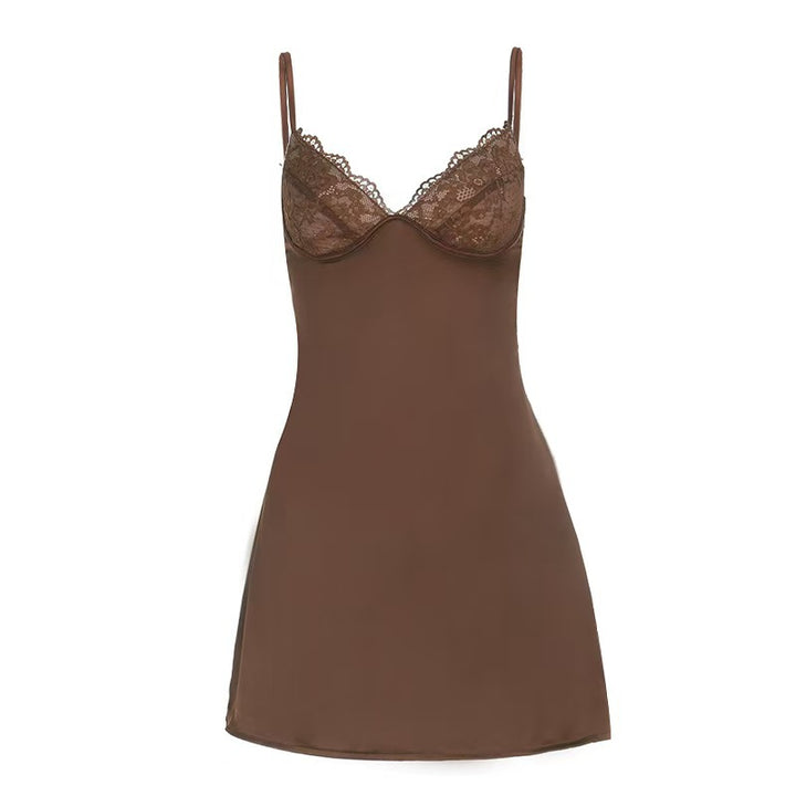 Damen verführerisches Minikleid mit Spitzen-Details und schmalen Trägern Echo Archiv