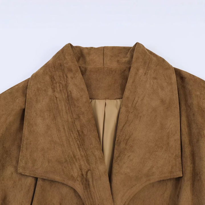 Damen Oversized Wasserfalljacke im Veloursleder-Look Echo Archiv