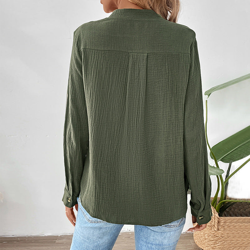 Damen Hochwertiges Langarmshirt mit Knöpfen Echo Archiv