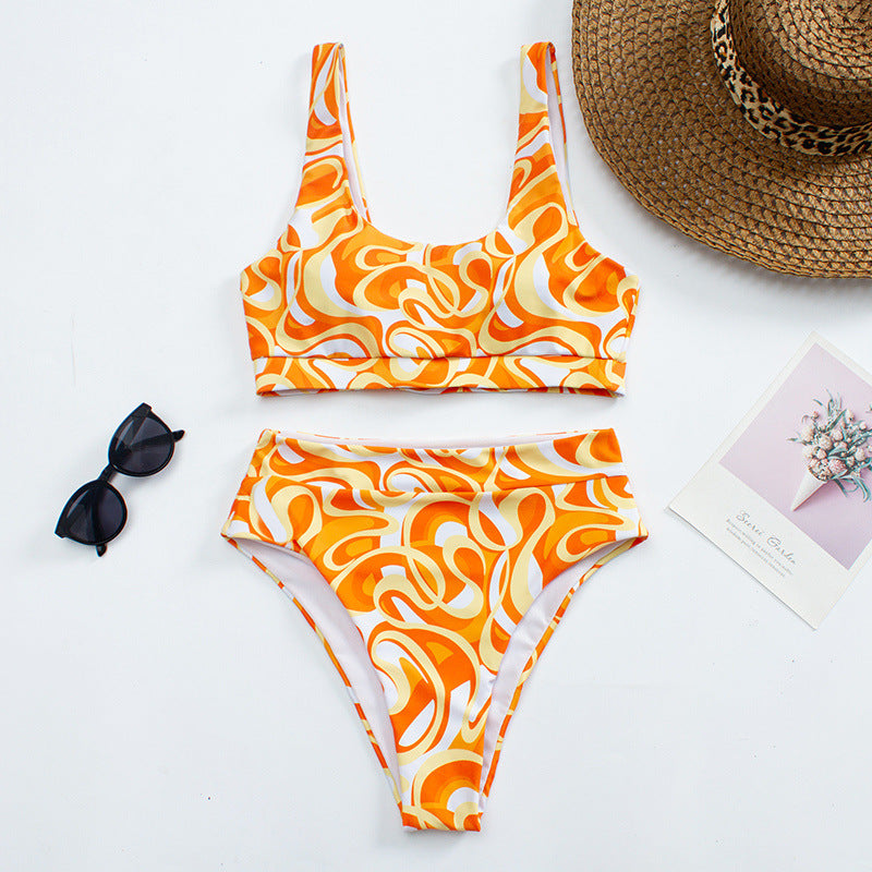 Damen Hochgeschnittener Bikini mit kreativem Farbverlauf Echo Archiv