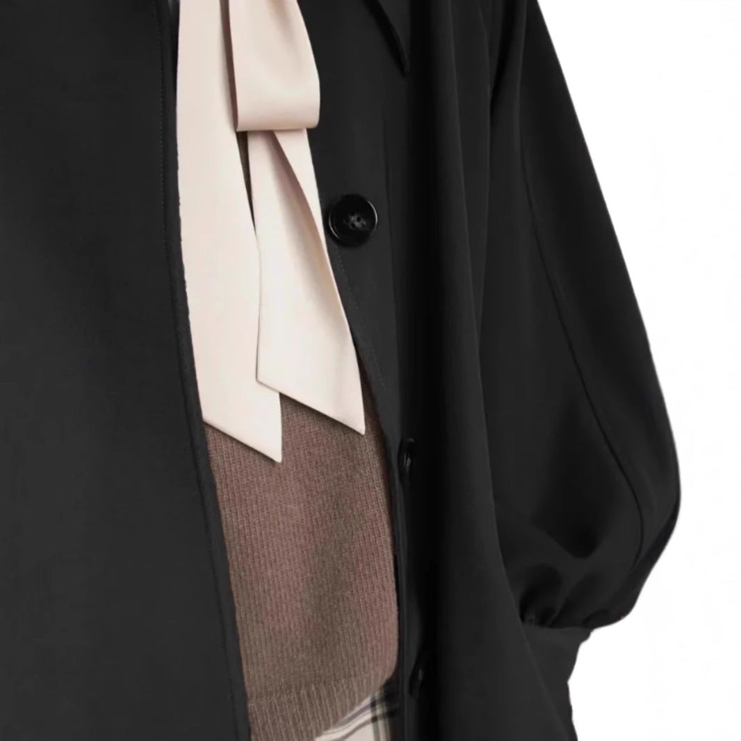 Damen Lange modische Jacke mit großem Kragen Echoarchiv