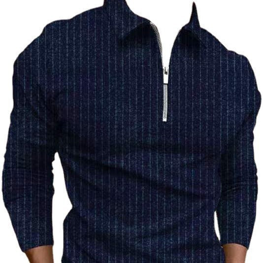 Herren Poloshirt mit Reißverschluss und Streifenmuster Echoarchiv