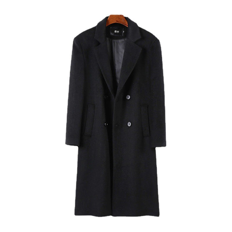 Herren Eleganter Wollmix-Longcoat mit Doppelreihe und fallendem Revers Echoarchiv
