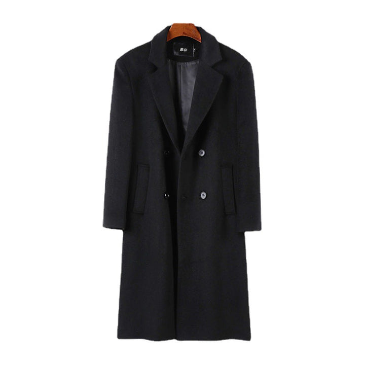 Herren Eleganter Wollmix-Longcoat mit Doppelreihe und fallendem Revers Echoarchiv