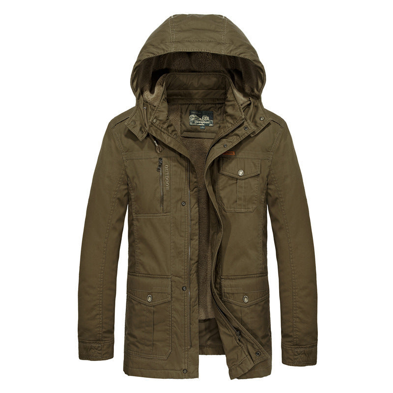 Herren gefütterter Field-Parka mit Kapuze und Multifunktions-Taschen – Taviero