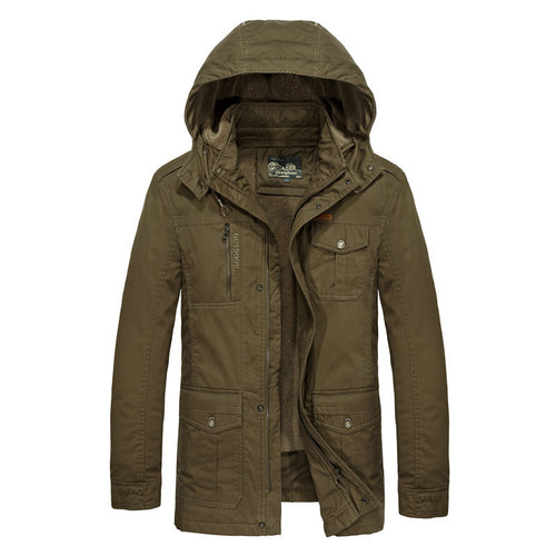 Herren gefütterter Field-Parka mit Kapuze und Multifunktions-Taschen – Taviero