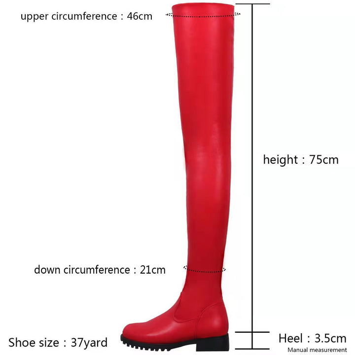 Damen Overknee-Stiefel aus Stretch-Kunstleder mit seitlichem Reißverschluss und robuster Profilsohle Echo Archiv