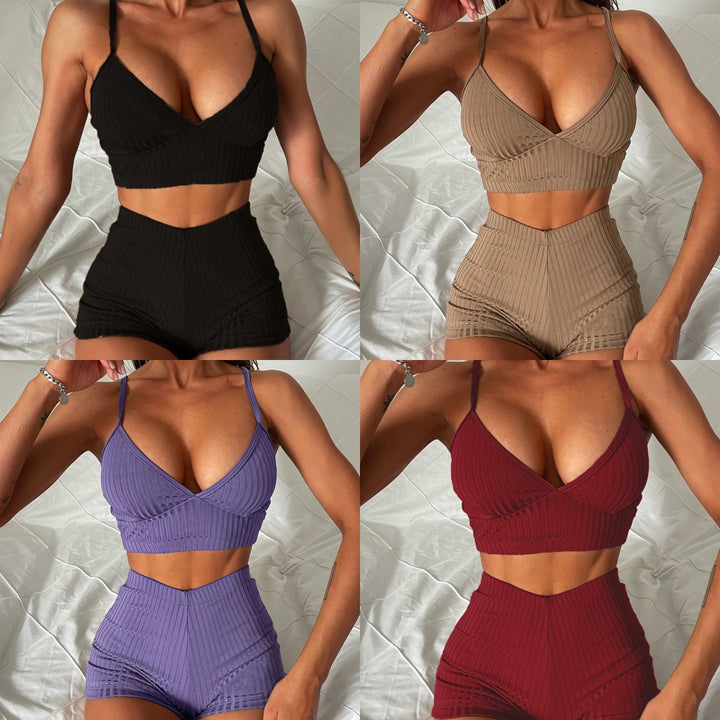 Damen Sportliches Crop-Top und Shorts Set Echo Archiv