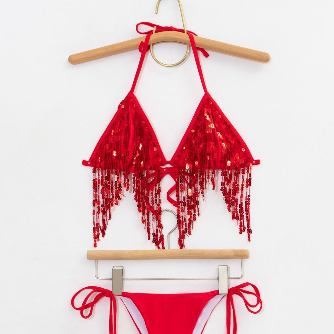 Damen Bikini-Set mit glitzernden Pailletten und verspielten Bindebändern Echo Archiv