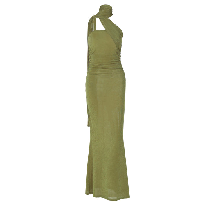 Damen Elegantes Abendkleid mit schulterfreiem Halterdesign und figurschmeichelnder Drapierung Echo Archiv