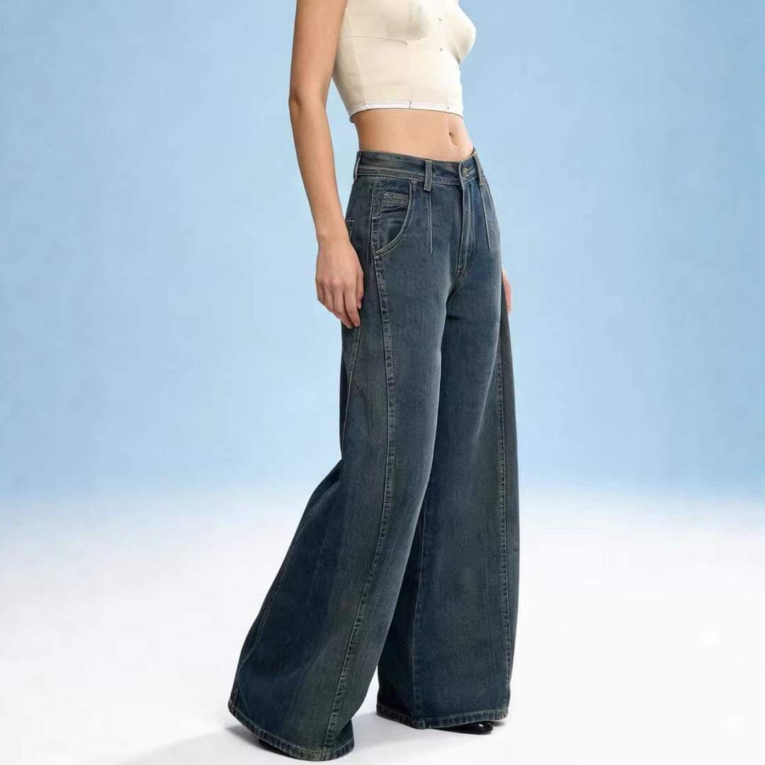 Damen weite Denim-Jeans mit hohem Bund und klassischem Schnitt Echo Archiv