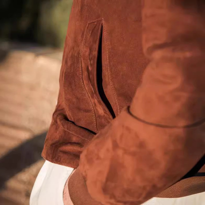 Herren hochwertige Wildlederjacke mit steigendem Kragen Echoarchiv
