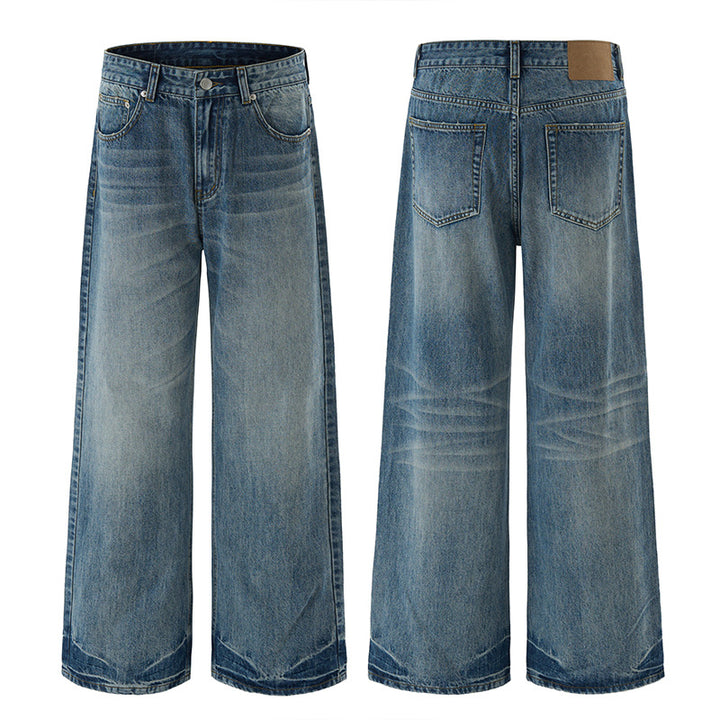 Herren Locker fallende Baggy-Jeans im Used-Look mit breitem geradem Bein und extralangem Saum Echo Archiv